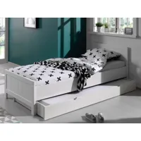 lit rikkie 90x200 cm pin blanc avec tiroir